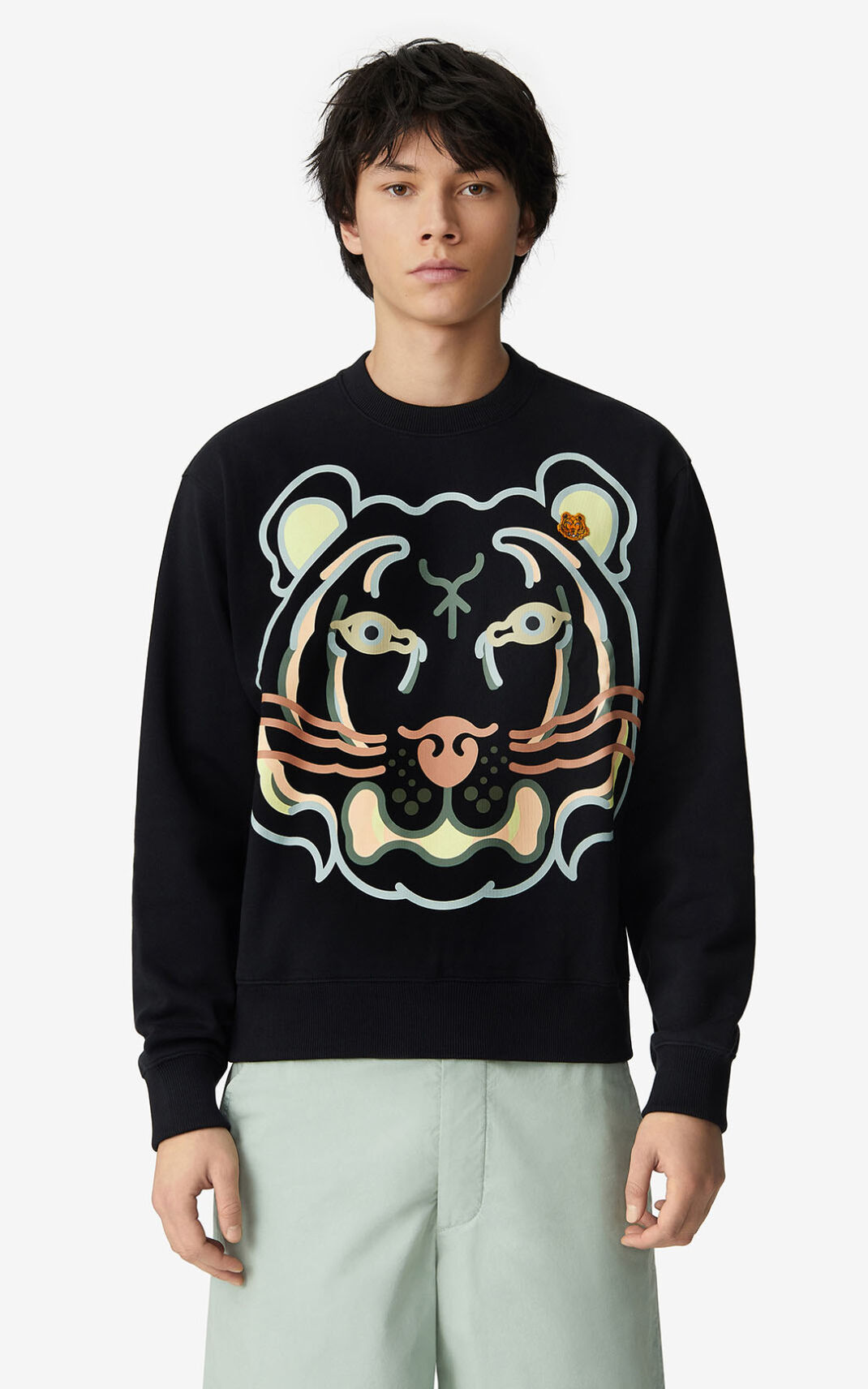 Kenzo K Tiger Sweatshirt Erkek Siyah | 2160-GLCSF